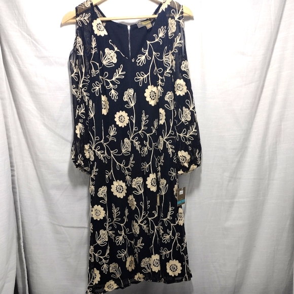 Melonie T Embroidered Floral Cold-Shoulder Sheer Mini Dress - Picture 4 of 16